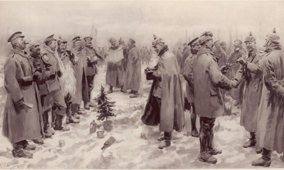 Những người lính Đức và Đồng minh bắt tay nhau trong ngày giáng sinh, giữa cuộc chiến tranh thế giới thứ I.